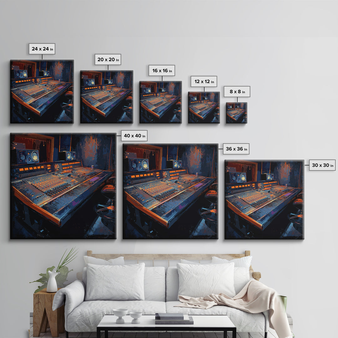 Mixing Console Faders Canvas Print, Recording Studio Art, Music Studio, Studio Decor, Oil Painting, Analog, Modern Decor, RSA-1x1-30