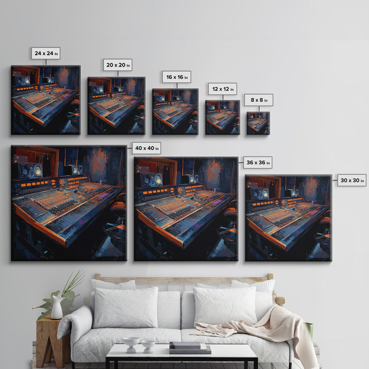 Mixing Console Faders Canvas Print, Recording Studio Art, Music Studio, Studio Decor, Oil Painting, Analog, Modern Decor, RSA-1x1-30
