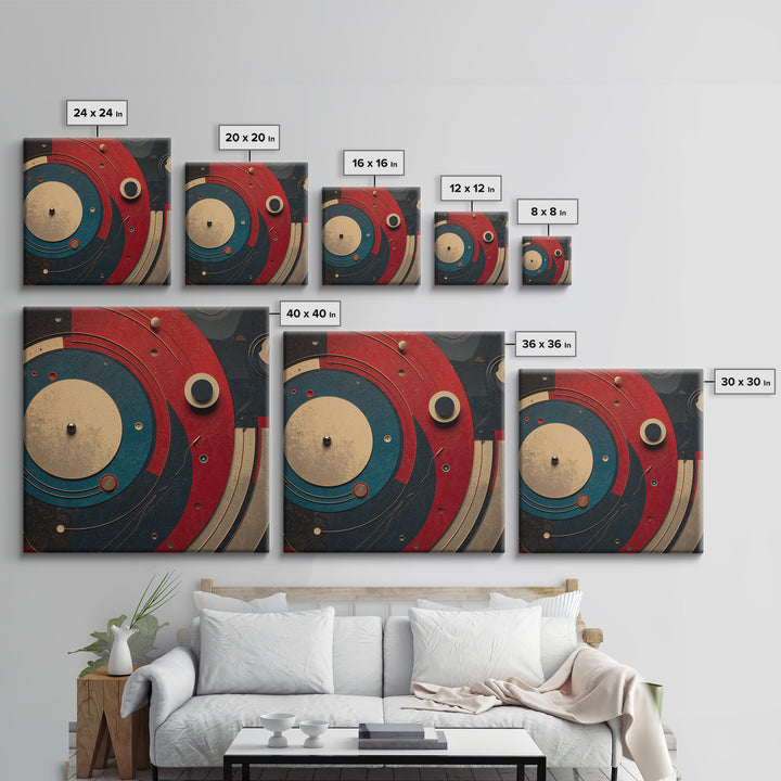 Vinyl Groove Closeup as Circular Abstract Framed Canvas Print, Recording Studio Art, Musician Posters, Studio Decor, Analog, RSA-1x1-38