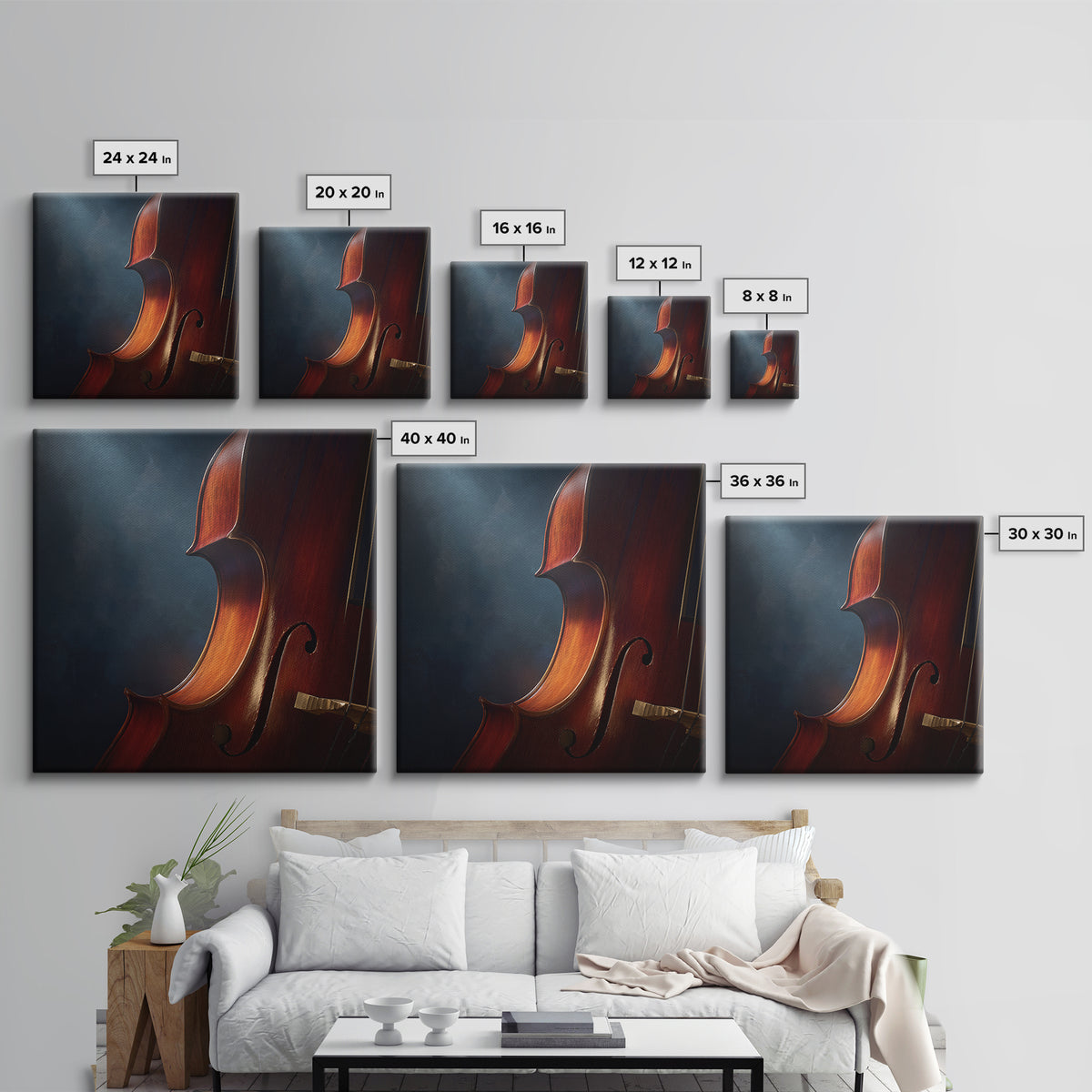 Cello Curve Closeup Framed Canvas Print, Recording Studio Art, Music Wall Art, Studio Decor, Fine Art, Analog, Musician Posters, RSA-1x1-44
