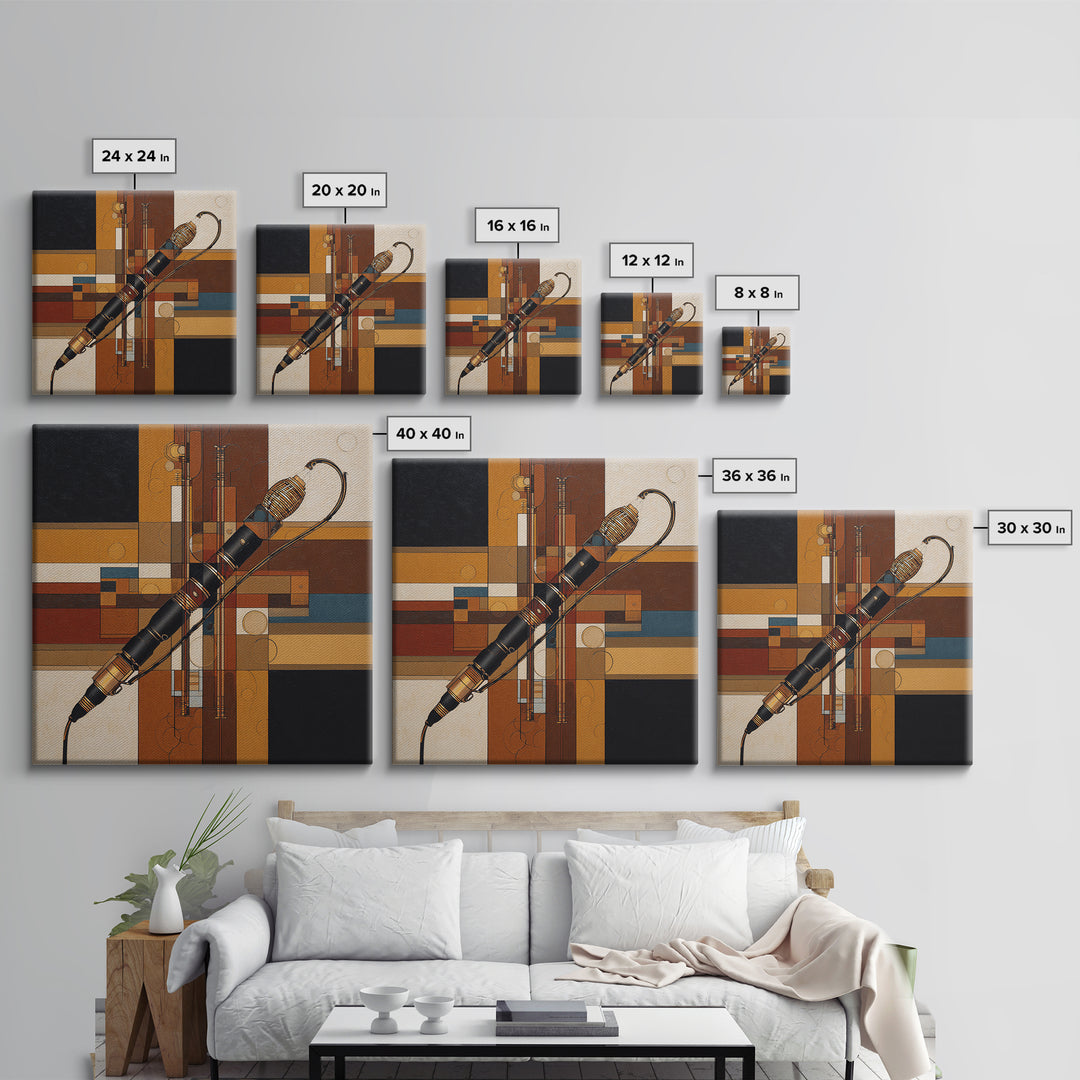 Microphone Cable Forming Elegant Line Art Canvas Print, Recording Studio Art, Studio Wall Art, Studio Decor, Abstract Art, RSA-1x1-45