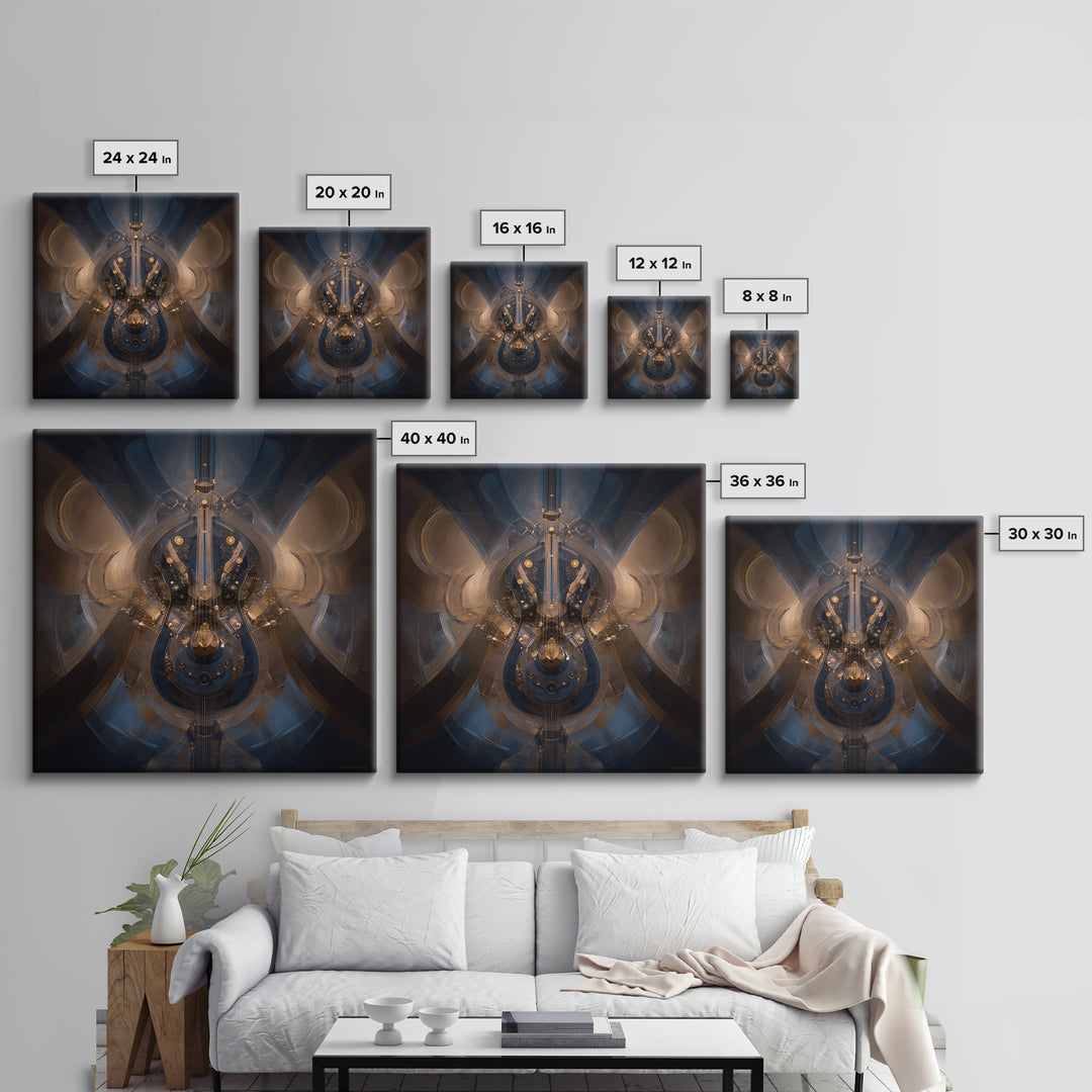 Album Cover Abstract Without Readable Text Framed Canvas Print, Recording Studio Art, Dtf Print, Studio Decor, Fine Art, Analog, RSA-1x1-46