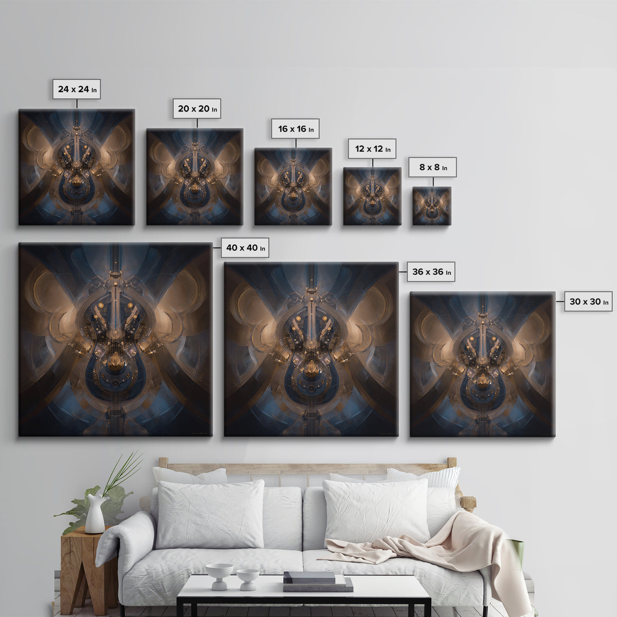 Album Cover Abstract Without Readable Text Framed Canvas Print, Recording Studio Art, Dtf Print, Studio Decor, Fine Art, Analog, RSA-1x1-46