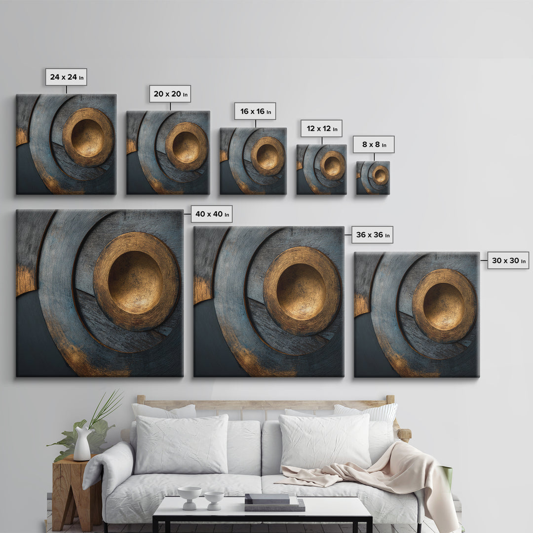 Vinyl Groove Closeup as Circular Abstract Framed Canvas Print, Recording Studio Art, Musician Posters, Studio Decor, Analog, RSA-1x1-62