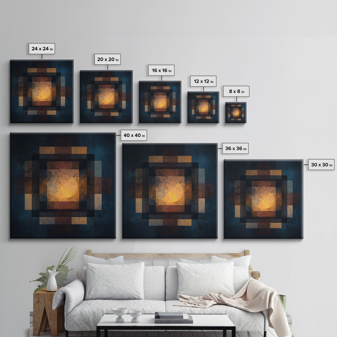 Album Cover Abstract Without Readable Text Framed Canvas Print, Recording Studio Art, Dtf Print, Studio Decor, Fine Art, Analog, RSA-1x1-70