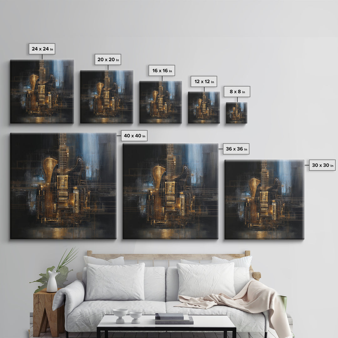 Soundwave Abstract with Black and Gold Lines Canvas Print, Recording Studio Art, Home Decor, Studio Decor, Abstract Art, Analog, RSA-1x1-75