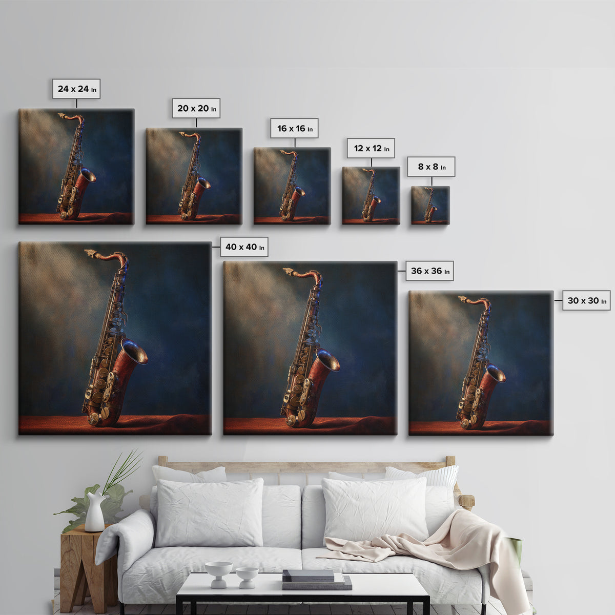 Brass Saxophone on Dark Velvet Framed Canvas Print, Recording Studio Art, Art Print, Studio Decor, Analog, Wall Sculpture, RSA-1x1-88