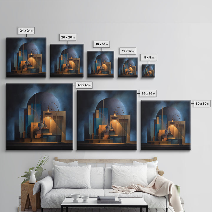 Conductor Baton and Sheet Shapes Without Text Canvas Print, Recording Studio Art, Downloadable Print, Studio Decor, Analog, RSA-1x1-90