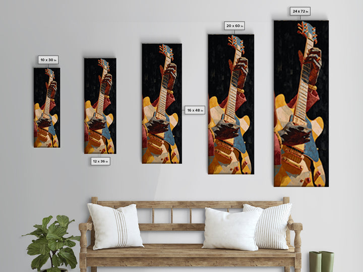 Musician Hands on Guitar Strings Canvas Print, Recording Studio Art, Luxury Decor, Studio Decor, Oil Painting, Analog, RSA-1x3-27