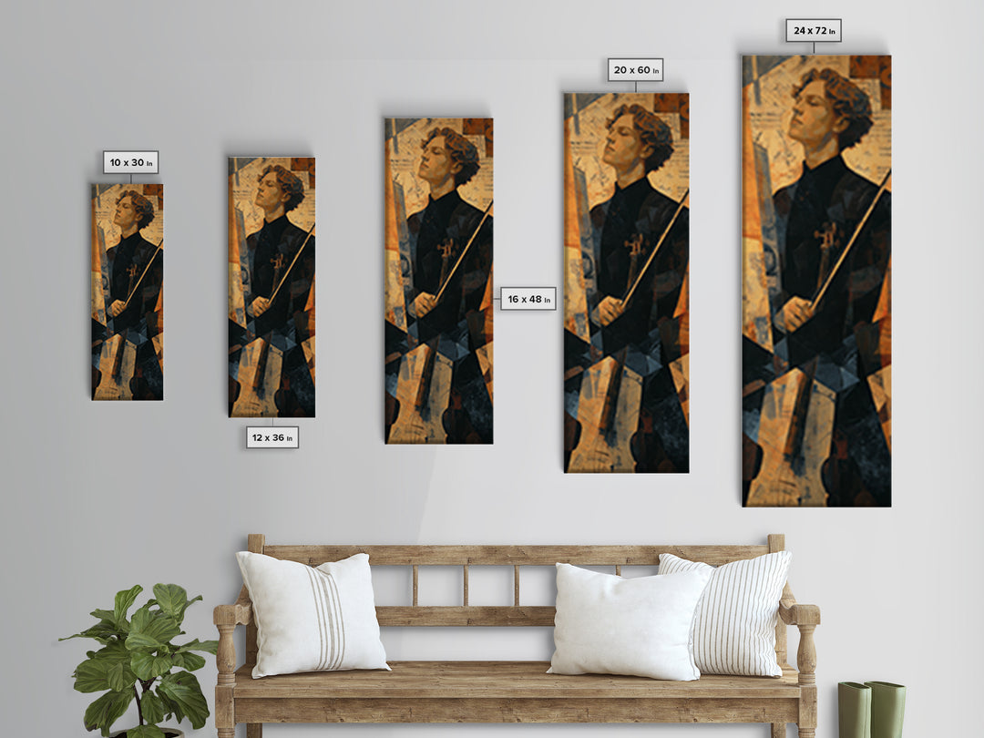 Conductor Baton and Sheet Shapes Without Text Framed Canvas Print, Recording Studio Art, Dtf Print, Studio Decor, Abstract Art, RSA-1x3-30