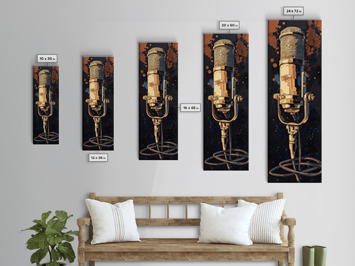 Microphone Cable Forming Elegant Line Art Canvas Print, Recording Studio Art, Printable Art, Studio Decor, Fine Art, Analog, RSA-1x3-33