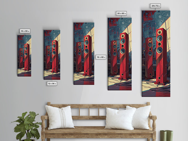 Studio Monitor Speakers as Bold Geometric Forms Canvas Print, Recording Studio Art, Boho Decor, Studio Decor, Abstract Art, RSA-1x3-48