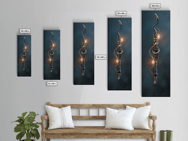 Microphone Cable Forming Elegant Line Art Canvas Print, Recording Studio Art, Studio Wall Art, Studio Decor, Abstract Art, RSA-1x3-9