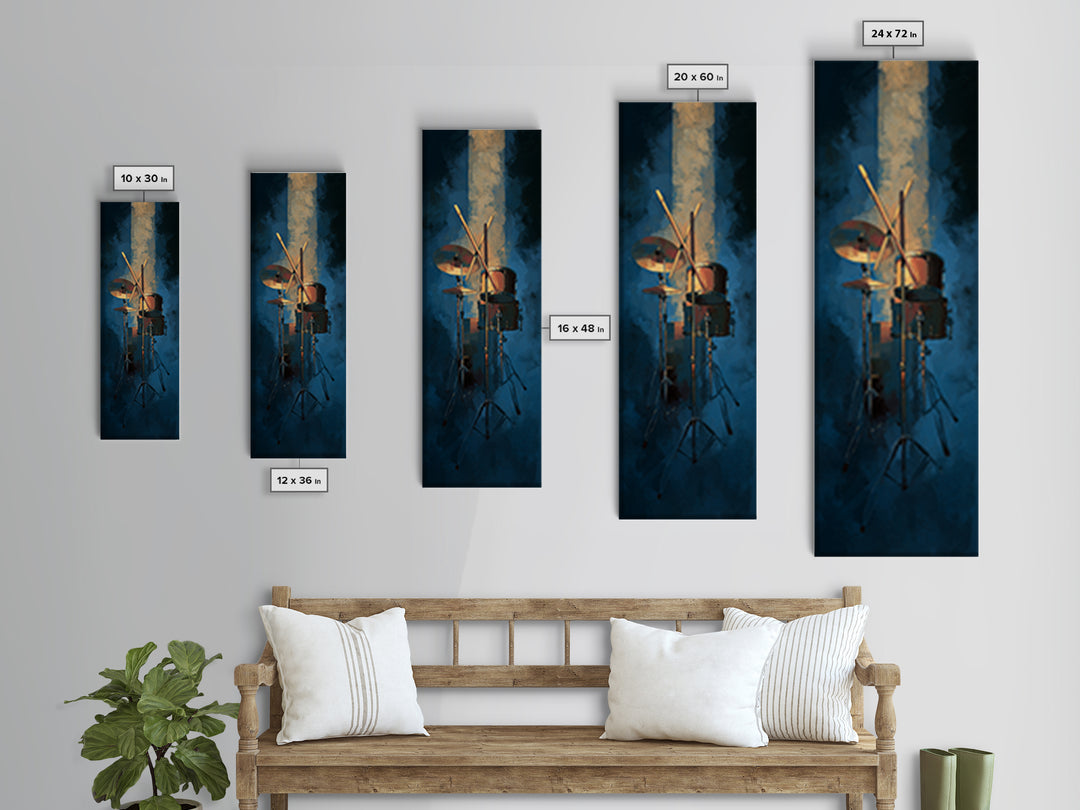 Drumsticks Crossed over Snare Drum Canvas Print, Recording Studio Art, Guitar Wall Art, Studio Decor, Fine Art, Analog, RSA-1x3-94