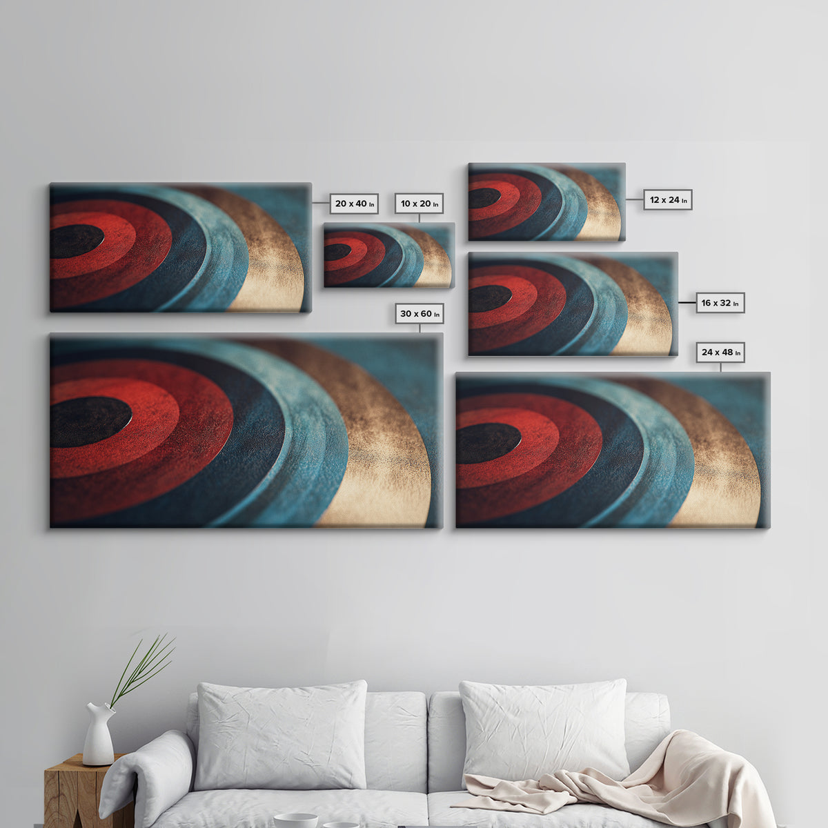 Vinyl Groove Closeup as Circular Abstract Framed Canvas Print, Recording Studio Art, Fine Art Print, Studio Decor, Abstract Art, RSA-2x1-10
