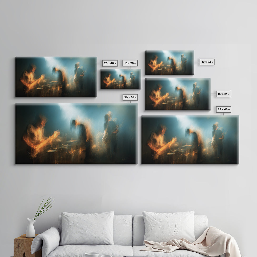 Album Cover Abstract Without Readable Text Framed Canvas Print, Recording Studio Art, Studio Decor, Abstract Art, Analog, RSA-2x1-18