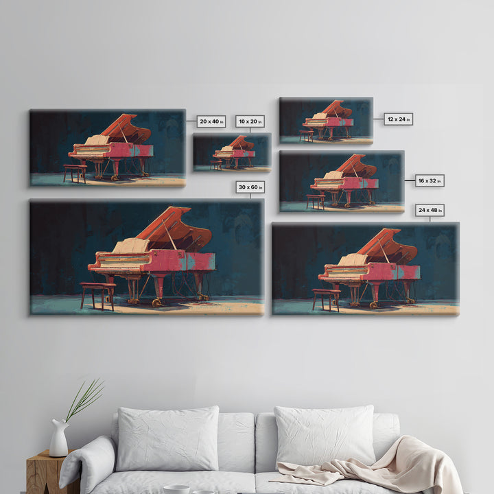 Piano Keys Fading into Shadow Canvas Print, Recording Studio Art, Boho Decor, Studio Decor, Fine Art, Analog, Printable Art, RSA-2x1-4