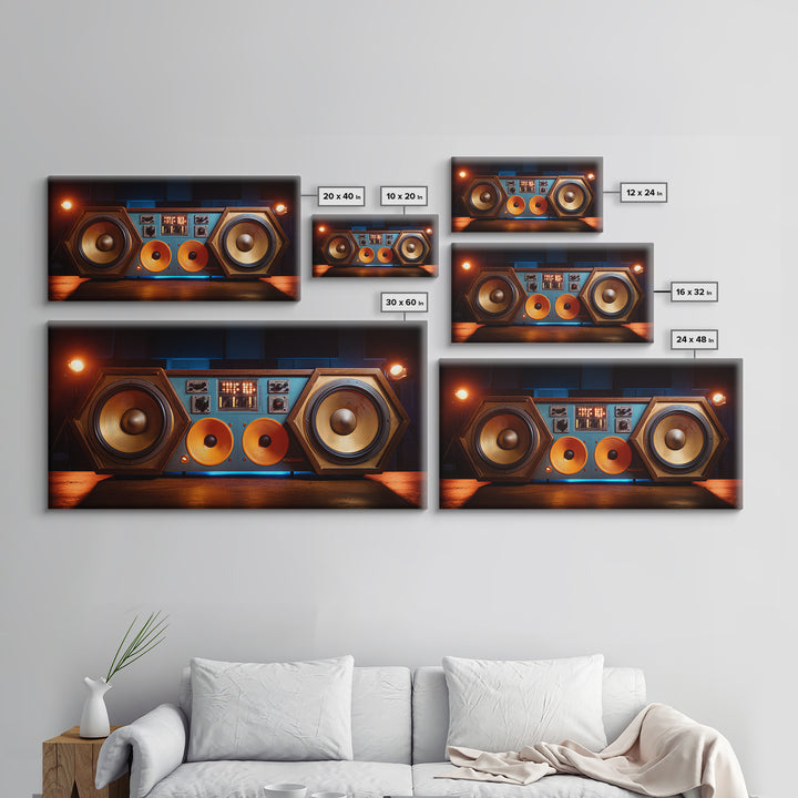 Studio Monitor Speakers as Bold Geometric Forms Canvas Print, Recording Studio Art, Printable Art, Studio Decor, Analog, RSA-2x1-56