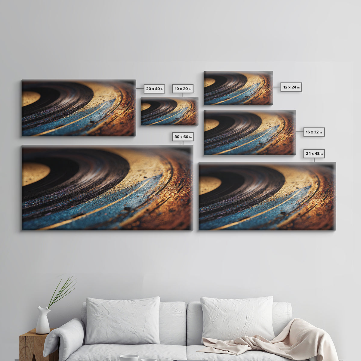 Vinyl Groove Closeup as Circular Abstract Canvas Print, Recording Studio Art, Room Decor, Studio Decor, Abstract Art, Analog, RSA-2x1-58