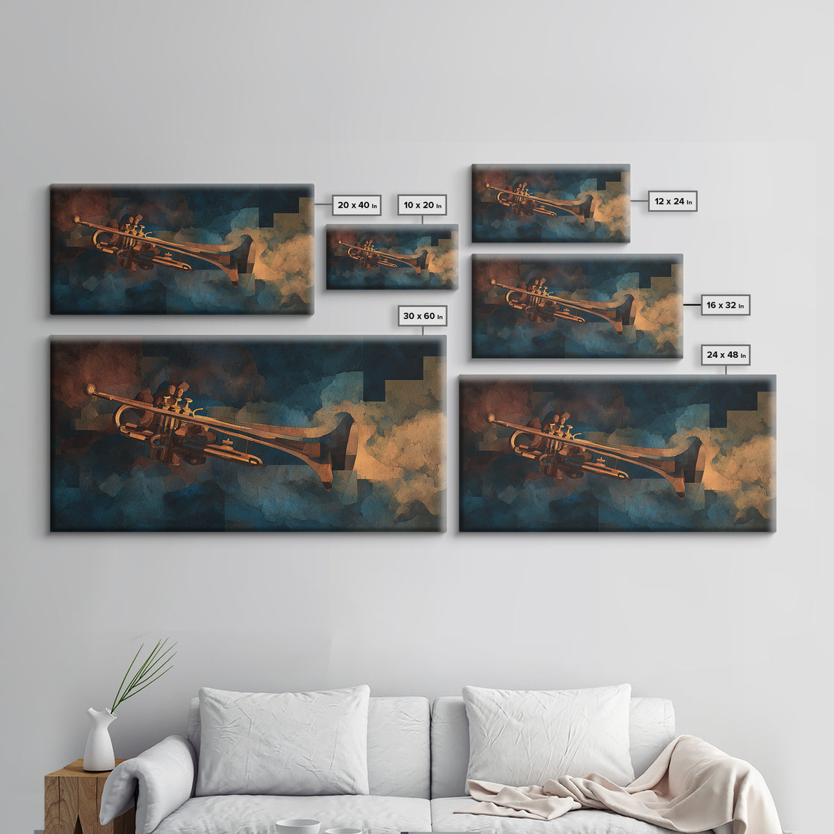Conductor Baton and Sheet Shapes Without Text Canvas Print, Recording Studio Art, Statement Artwork, Studio Decor, Abstract Art, RSA-2x1-62