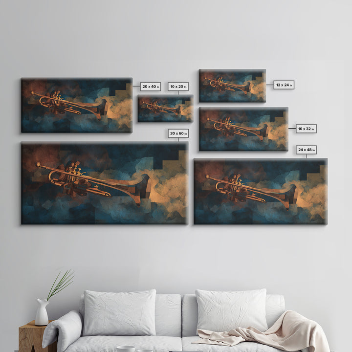 Conductor Baton and Sheet Shapes Without Text Canvas Print, Recording Studio Art, Statement Artwork, Studio Decor, Abstract Art, RSA-2x1-62