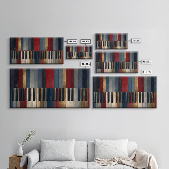 Piano Keys Fading into Shadow Canvas Print, Recording Studio Art, Unique Home Decor, Studio Decor, Analog, Rock Music Art, RSA-2x1-76