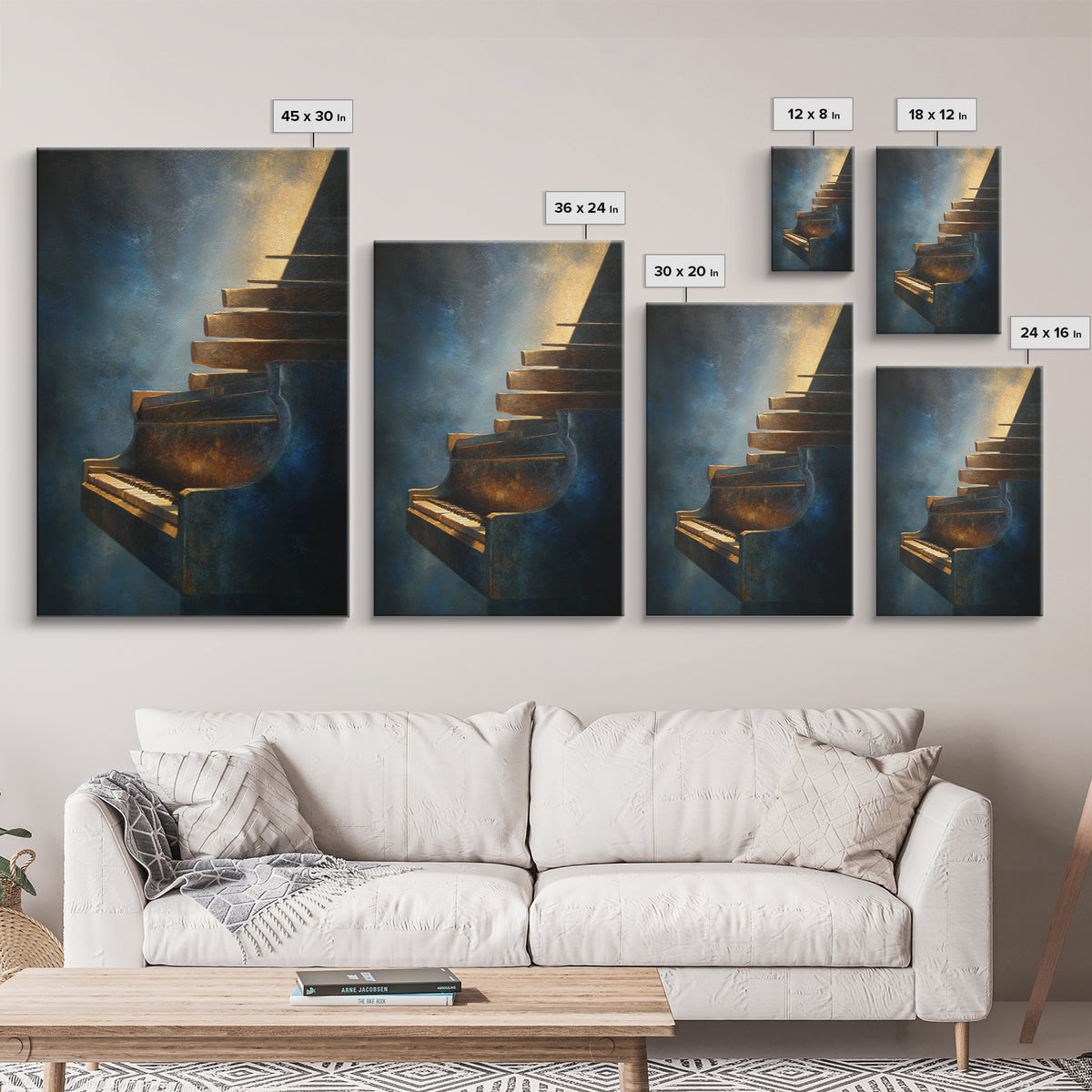 Piano Keys Fading into Shadow Canvas Print, Recording Studio Art, Music Art, Studio Decor, Fine Art, Analog, Studio Wall Art, RSA-2x3-16