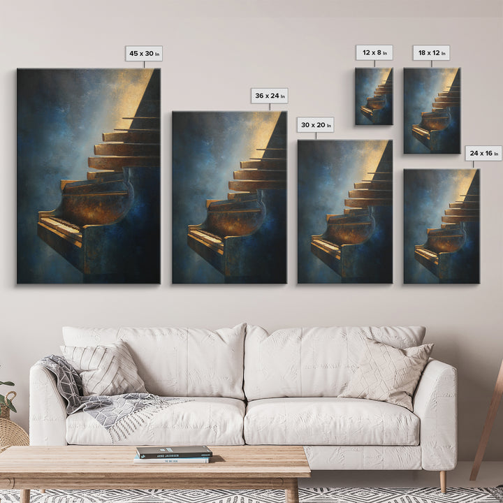 Piano Keys Fading into Shadow Canvas Print, Recording Studio Art, Music Art, Studio Decor, Fine Art, Analog, Studio Wall Art, RSA-2x3-16