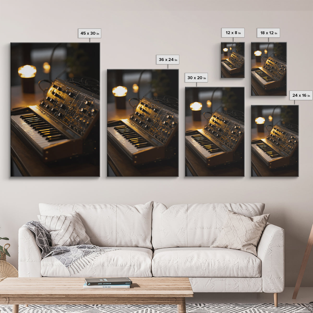 Analog Synthesizer Knobs and Cables Framed Canvas Print, Recording Studio Art, Boho Decor, Studio Decor, Oil Painting, Analog, RSA-2x3-21
