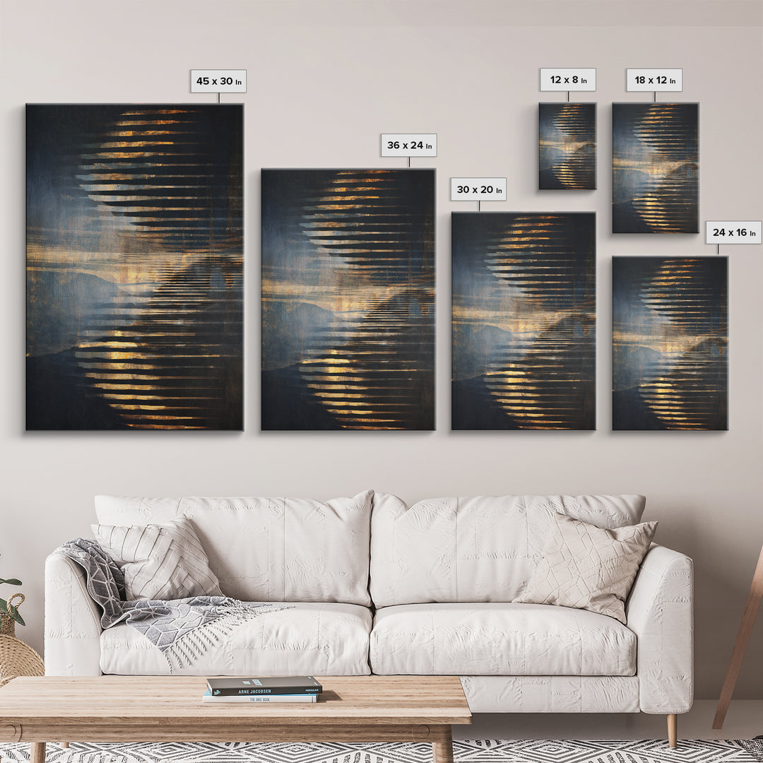 Soundwave Abstract with Black and Gold Lines Canvas Print, Recording Studio Art, Home Decor, Studio Decor, Abstract Art, Analog, RSA-2x3-35