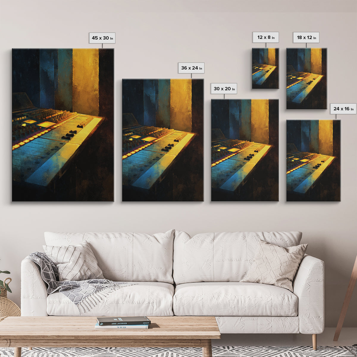 Mixing Console Faders Framed Canvas Print, Recording Studio Art, Art Print, Studio Decor, Fine Art, Analog, Wall Sculpture, RSA-2x3-38