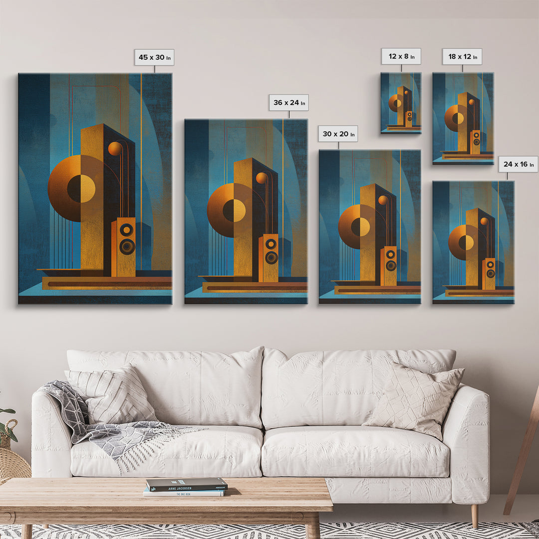 Studio Monitor Speakers as Bold Geometric Forms Canvas Print, Recording Studio Art, Youtube Studio Decor, Studio Decor, Analog, RSA-2x3-44