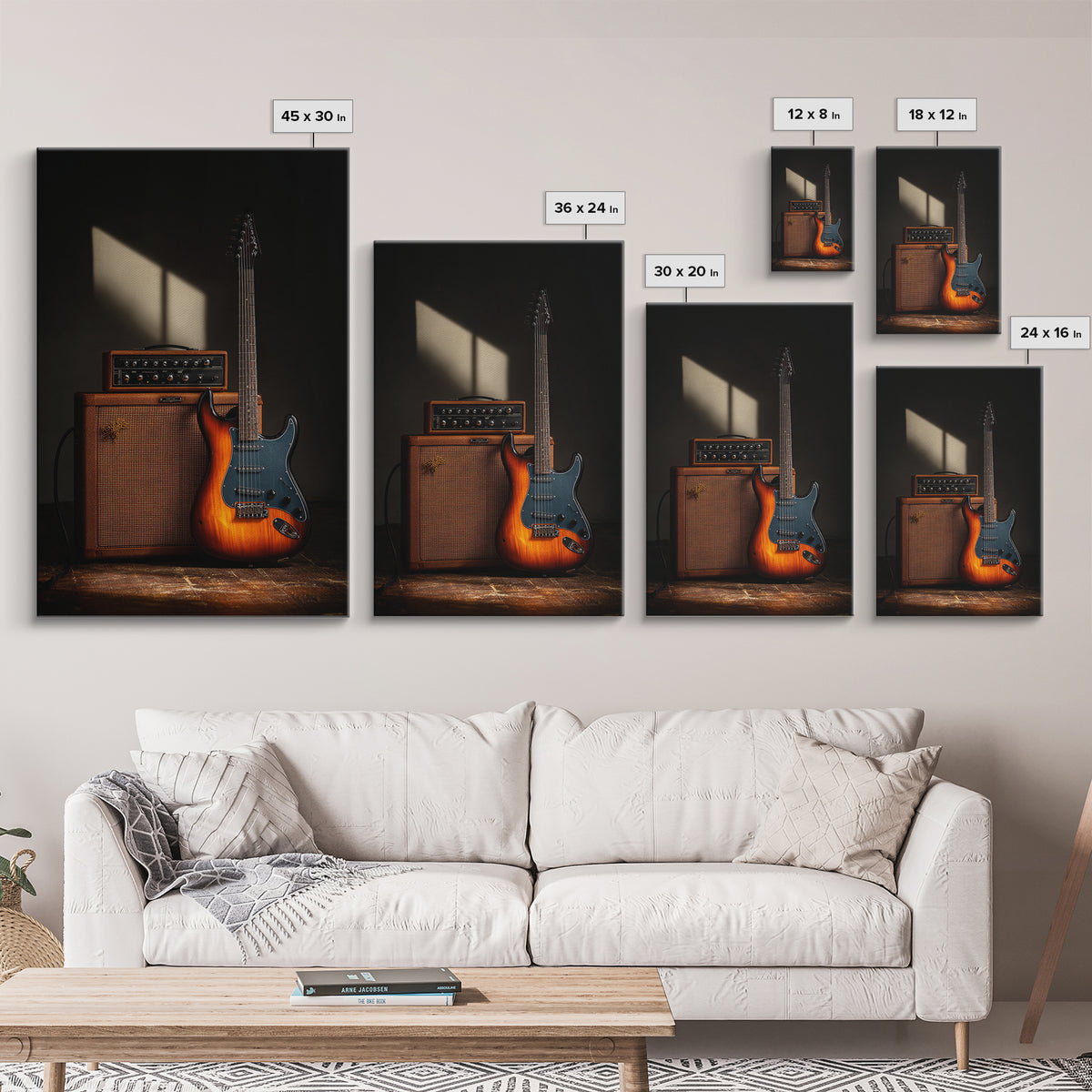 Electric Guitar Beside a Studio Amp Framed Canvas Print, Recording Studio Art, Music Art, Studio Decor, Fine Art, Analog, RSA-2x3-84