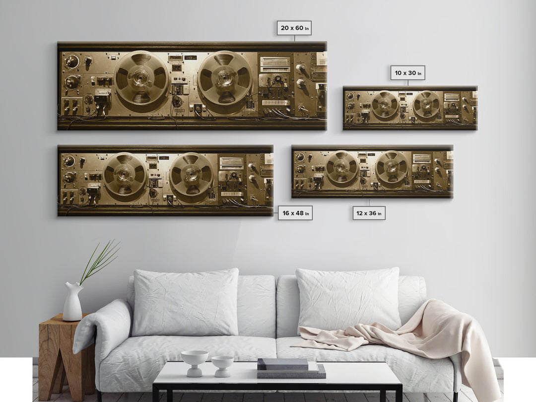 Reel to Reel Tape Machine Framed Canvas Print, Recording Studio Art, Printable Art, Studio Decor, Analog, Kids Room Art, RSA-3x1-18