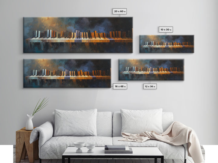 Piano Keys Fading into Shadow Canvas Print, Recording Studio Art, Studio Wall Art, Studio Decor, Fine Art, Analog, Luxury Decor, RSA-3x1-24