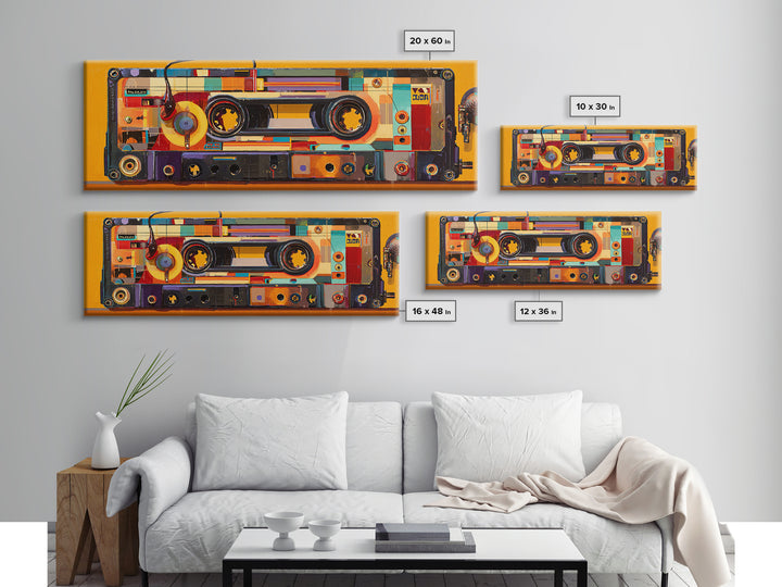 Retro Cassette Tape Framed Canvas Print, Recording Studio Art, Modern Decor, Studio Decor, Fine Art, Analog, Wall Decor, RSA-3x1-27