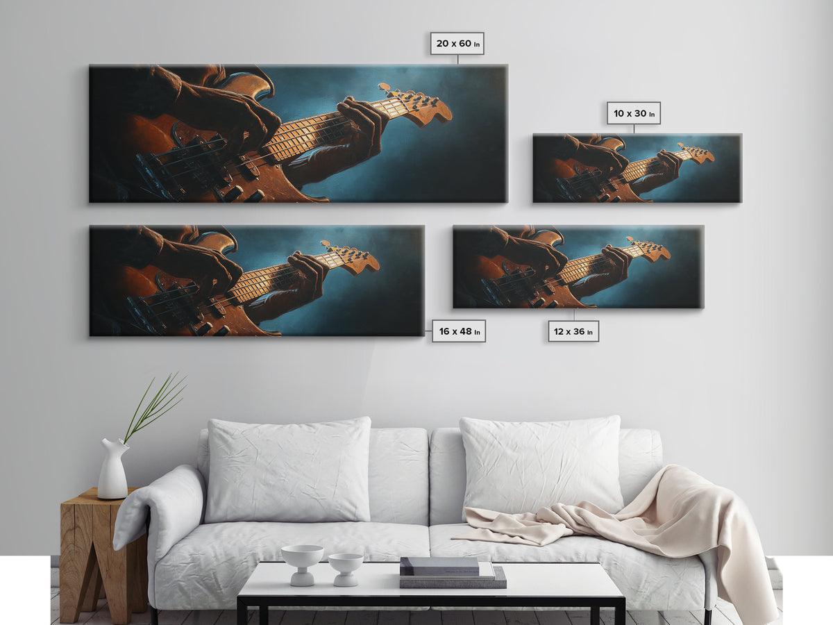 Musician Hands on Guitar Strings Canvas Print, Recording Studio Art, Fine Art Print, Studio Decor, Abstract Art, Analog, RSA-3x1-31