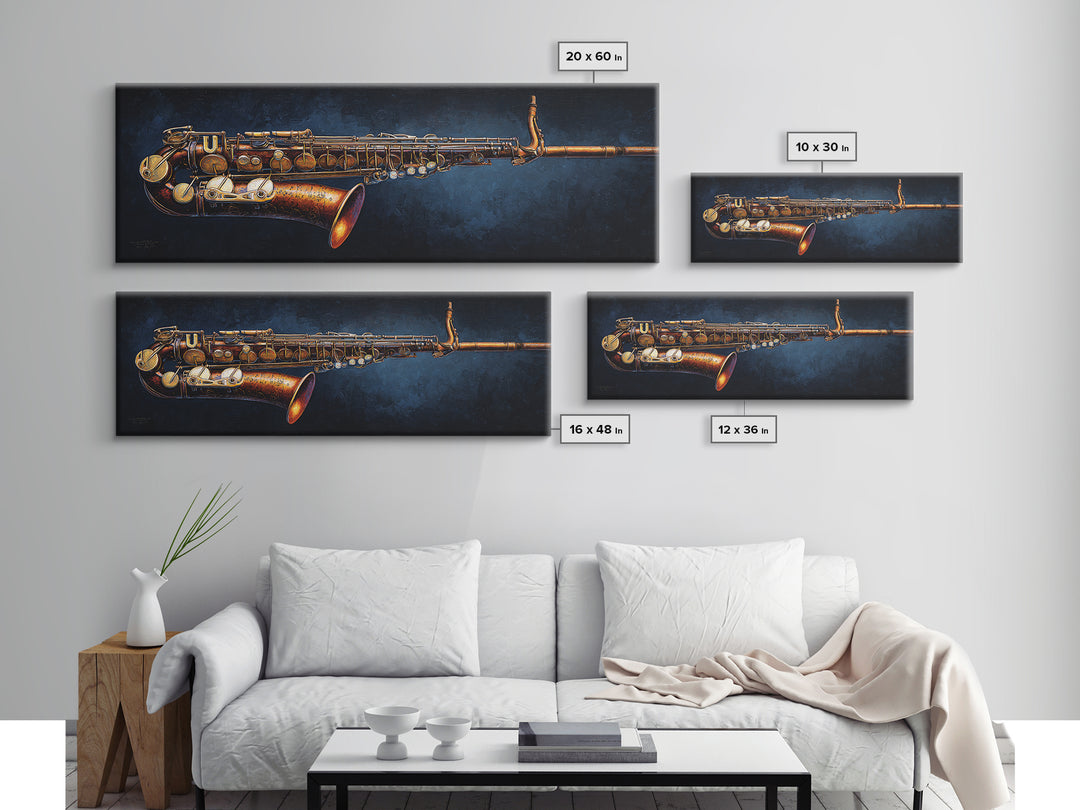 Brass Saxophone on Dark Velvet Canvas Print, Recording Studio Art, Wall Art, Studio Decor, Fine Art, Analog, Music Posters, RSA-3x1-80