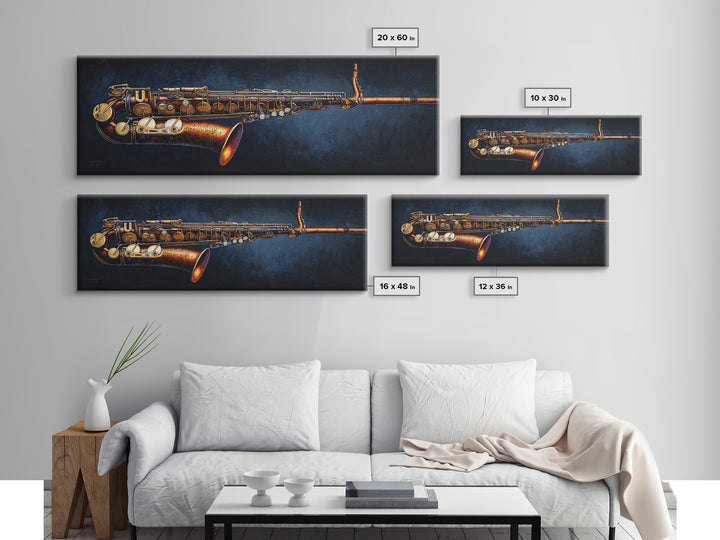 Brass Saxophone on Dark Velvet Canvas Print, Recording Studio Art, Wall Art, Studio Decor, Fine Art, Analog, Music Posters, RSA-3x1-80