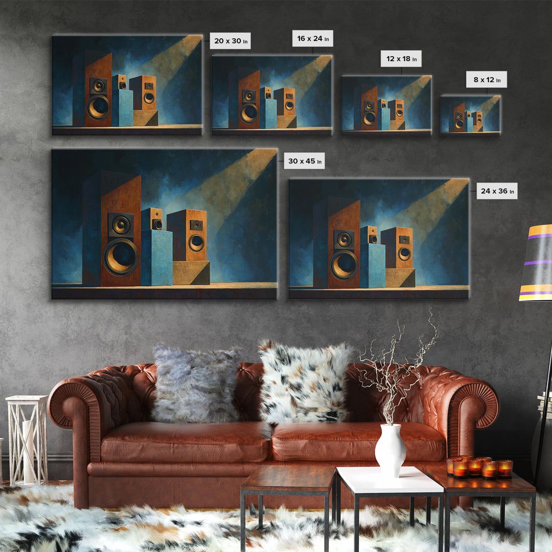Studio Monitor Speakers as Bold Geometric Forms Canvas Print, Recording Studio Art, Printable Art, Studio Decor, Abstract Art, RSA-3x2-16