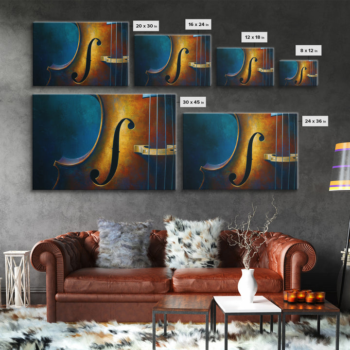 Cello Curve Closeup Framed Canvas Print, Recording Studio Art, Modern Wall Art, Studio Decor, Fine Art, Analog, Music Decor, RSA-3x2-24