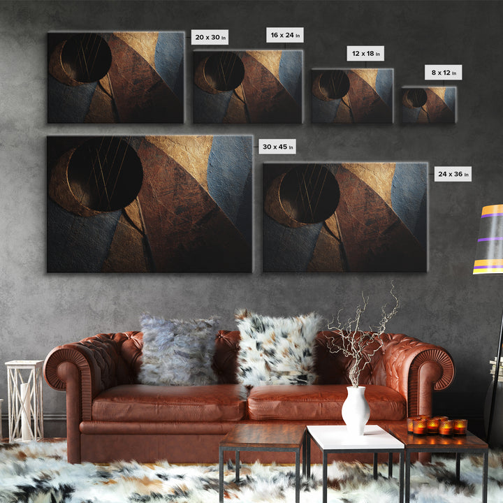 Album Cover Abstract Without Readable Text Framed Canvas Print, Recording Studio Art, Music Poster, Studio Decor, Analog, RSA-3x2-50