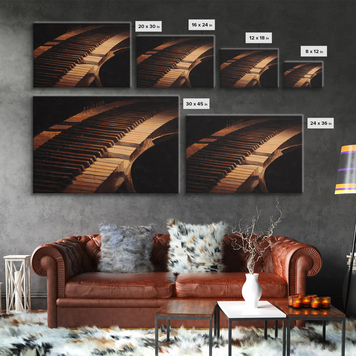Piano Keys Fading into Shadow Canvas Print, Recording Studio Art, Studio Wall Art, Studio Decor, Fine Art, Analog, Luxury Decor, RSA-3x2-84