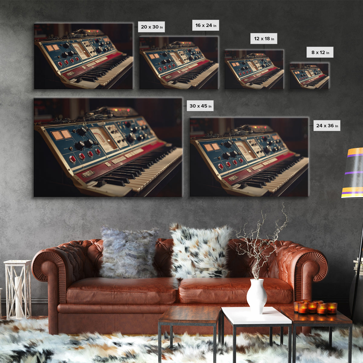 Analog Synthesizer Knobs and Cables Canvas Print, Recording Studio Art, Youtube Studio Decor, Studio Decor, Oil Painting, RSA-3x2-89