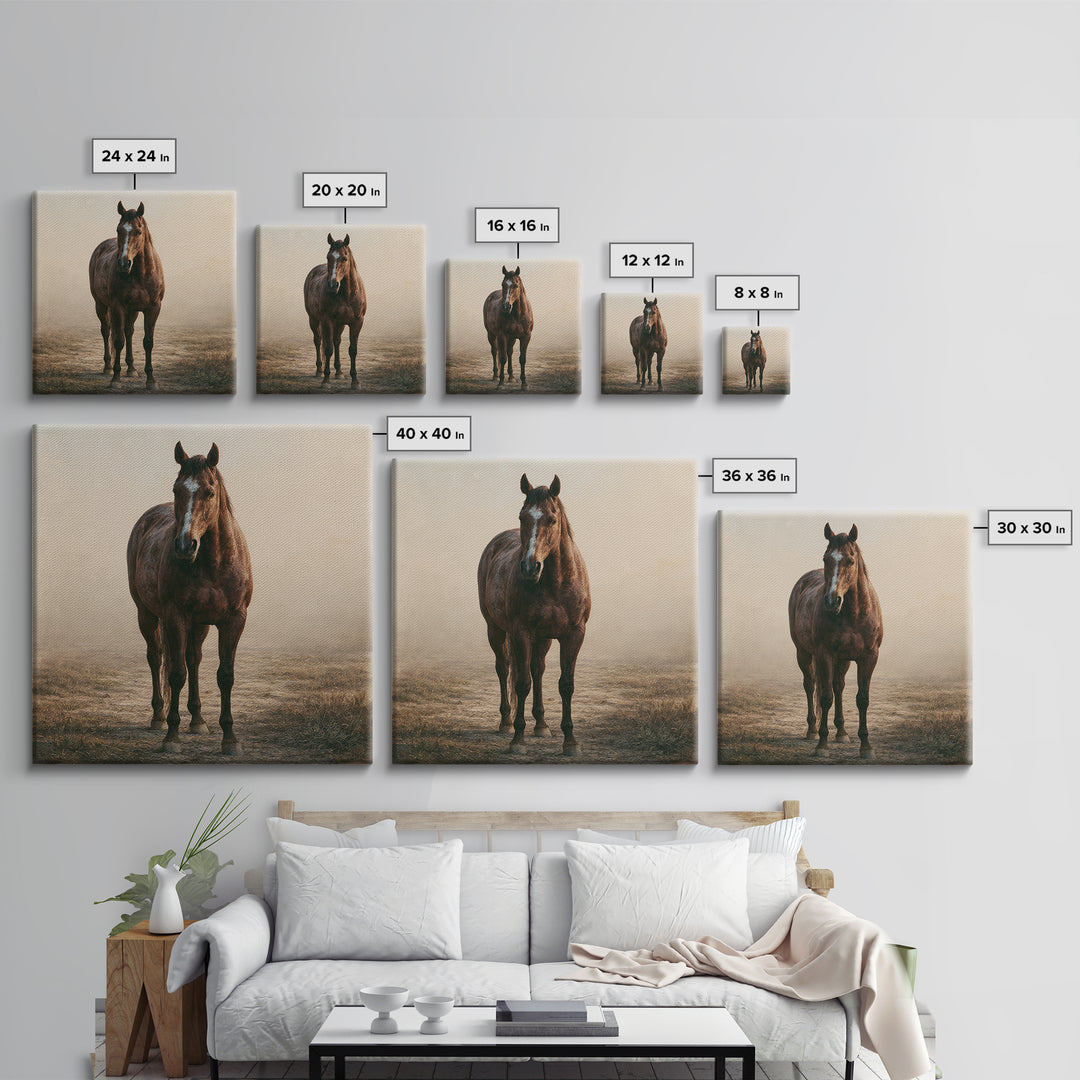 Brown Horse Portrait Canvas Print, Rustic Art, Room Decor, Farmhouse Decor, Fine Art, Rustic, Oil Painting, Digital Print, RUS-1x1-77