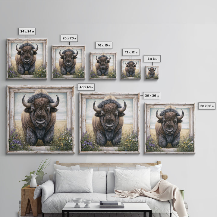Buffalo Portrait with Western Texture Canvas Print, Rustic Art, Living Room Art, Farmhouse Decor, Fine Art, Rustic, RUS-1x1-94