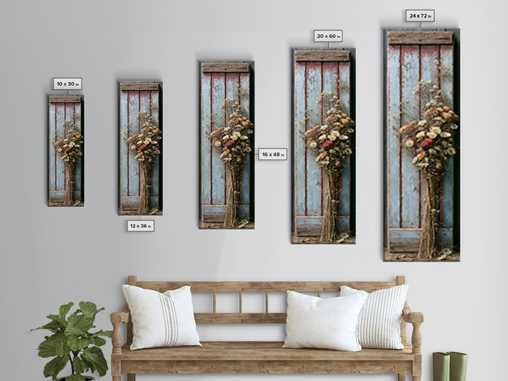 Weathered Barn Wood and Wildflower Still Life Canvas Print, Rustic Art, Fine Art Print, Farmhouse Decor, Oil Painting, Rustic, RUS-1x3-13
