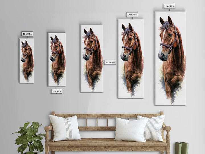 Brown Horse Portrait Canvas Print, Rustic Art, Room Decor, Farmhouse Decor, Fine Art, Rustic, Oil Painting, Digital Print, RUS-1x3-17
