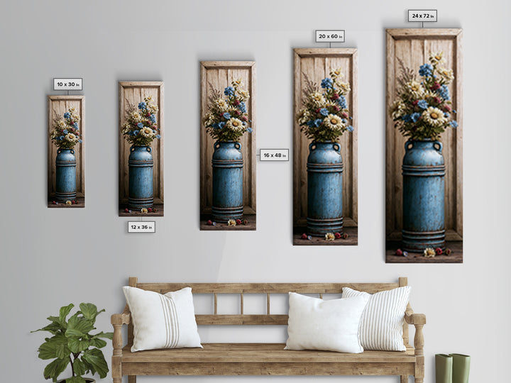 Weathered Barn Wood and Wildflower Still Life Canvas Print, Rustic Art, Fine Art Print, Farmhouse Decor, Oil Painting, Rustic, RUS-1x3-37