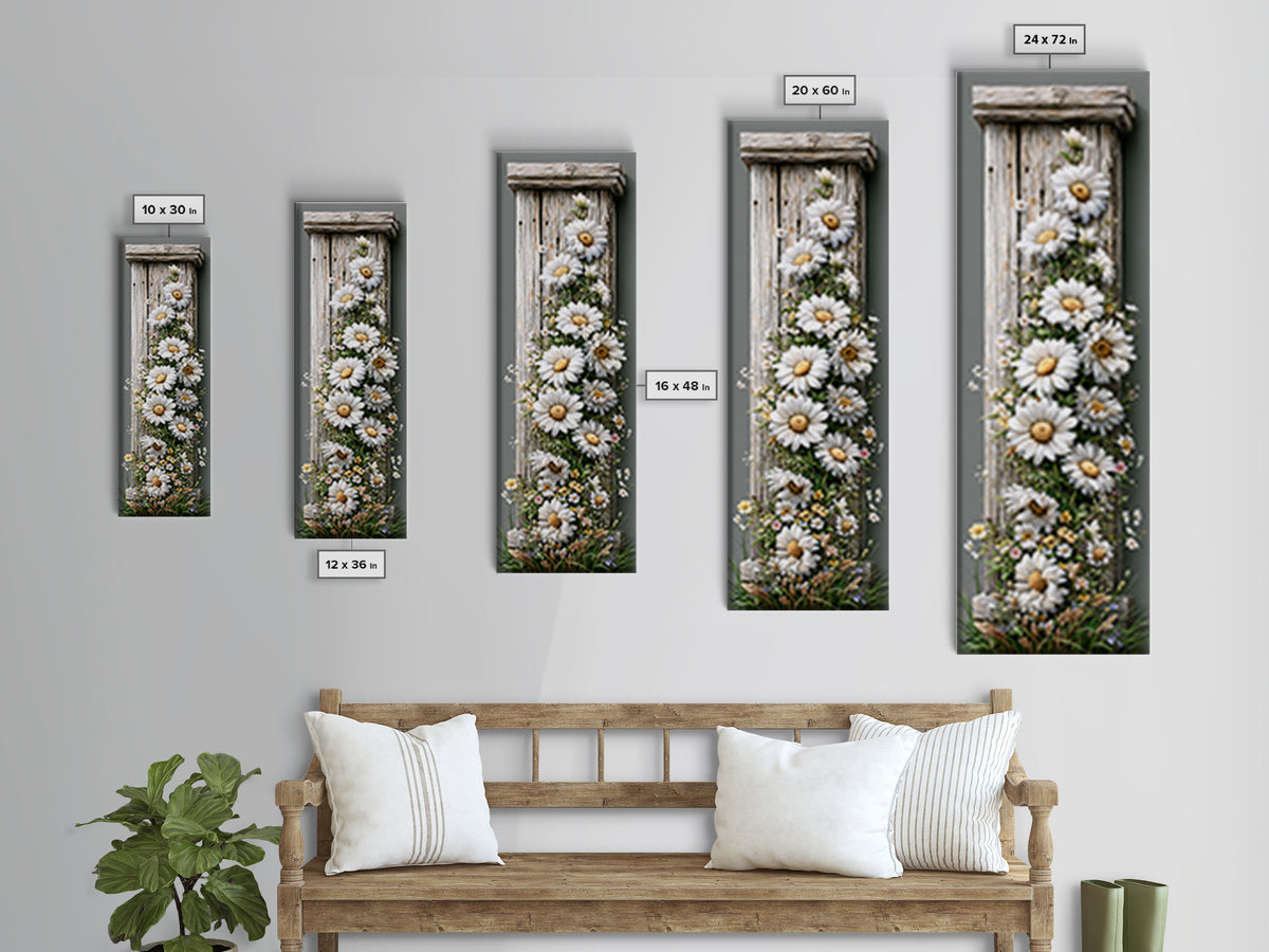 Weathered Barn Wood and Wildflower Still Life Canvas Print, Rustic Art, Textured Painting, Farmhouse Decor, Rustic, 3d Wall Art, RUS-1x3-61